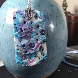 Handcrafted PENDANT Blue Teal Purple Fuschia